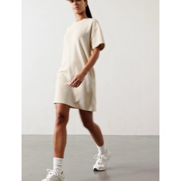 Athleta L Seasoft Rib Tee Dress Bone Large Regular - Picture 8 of 9